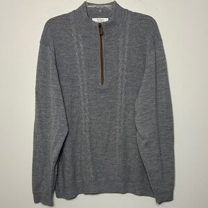 Turnbury Gray extra fine merino wool quarter zip sweater men's XL